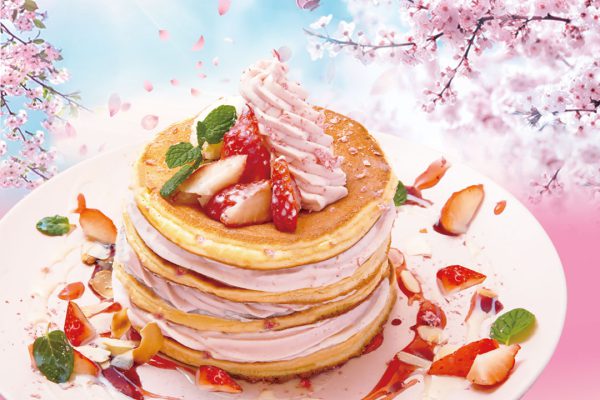 ＜春限定パンケーキ販売！＞ベルヴィル・高木珈琲の「桜と苺の春パンケーキ」が人気沸騰！きゅんと甘酸っぱい苺と、ふんわり香る桜が一緒になったパンケーキ！４月末までの期間限定！無くなり次第終了します！