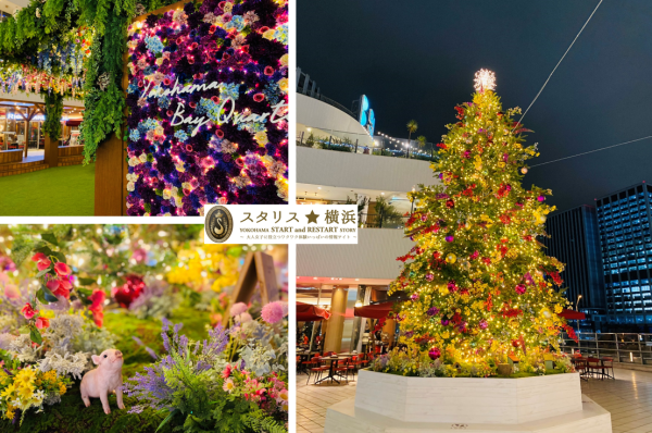 Christmas Forest 期間：11月5日（土）～12月25日（日）　 場所：3Fメイン広場 2022年で17回目を迎える、横浜ベイクォーターのクリスマス。 今年のテーマは「Christmas Forest」。 トラスの正面にはフラワーウォール、天井からは色とりどりの花束が降り注ぎ、まるで花園のような空間が広がります。ライトアップタイムを迎えると、優しい明かりが花々を照らしロマンティックな雰囲気に。高さ8mの本物のモミの木はシャンパンゴールドのライトで彩られ、ツリーの根元にはクリスマスフォレストに暮らす動物たちの様子を覗きみることができます。 是非「クリスマスフォレスト」で、癒しのひと時をお過ごしください。 ■Christmas Forest（クリスマスフォレスト） 期間：2022年11月5日（土）～12月25日（日） 点灯時間：16:00～閉館まで
