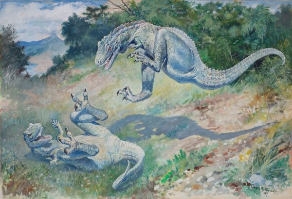 特別展「恐竜図鑑―失われた世界の想像／創造」東京展　上野の森美術館で、5月31日開幕！ 前売券に数量限定「リサとガスパール」グッズ付きチケットも登場　 開催期間：2023年5月31日(水)〜2023年7月22日(土) チャールズ・R・ナイト《ドリプトサウルス（飛び跳ねるラエラプス）》1897年 グアッシュ・厚紙 40×58cm アメリカ自然史博物館、ニューヨーク Image #100205624, American Museum of Natural History Library リード文 上野の森美術館にて、特別展「恐竜図鑑―失われた世界の想像／創造」を2023年5月31日(水)より開催いたします。恐竜展といえば化石の展示が主役ですが、本展は恐竜など古代生物を描いた「パレオアート」の世界に着目した異色の展覧会です。本展には、19世紀の奇妙な復元図から、20世紀の巨匠、現代恐竜画の旗手たちによる近年の研究に基づくパレオアートまで、世界各国から約150もの貴重な作品が集結します。