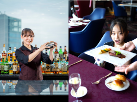 夏休みの宿題にも！親子で学ぶテーブルマナー　バーテンダーによるミニカクテル教室付き　Sheraton テーブルマナー for KIDS ～夏休みの昼餐会～開催 7月29日(火)、30日(水)、 8月6日(水)、7日(木)、8日(金)　5日間限定開催 横浜ベイシェラトン ホテル＆タワーズ 2025年6月18日 14時00分 3 横浜ベイシェラトン ホテル＆タワーズでは、ファミリー向け夏季期間限定イベント『Sheraton テーブルマナー for KIDS ～夏休みの昼餐会～』 を、ホテル最上階に位置し、東京スカイツリーから横浜港までの絶景が窓一面に広がる「マンハッタン ルーム」（28F）にて開催いたします。 フォークやナイフの使い方、ナフキンの扱い方、食事中の美しい姿勢や所作などを、おもてなしのプロフェッショナルが実践形式で楽しく教えるテーブルマナー講座を実施。お子様にもわかりやすく、一つ一つ丁寧に専門的な知識も解説いたします。お料理は、食育にも繋がるよう旬の食材を取り入れた、ホテルシェフが腕によりをかけた華やかなフレンチフルコースをご用意。主役のお子様には食べやすく、また大人の方にも十分ご満足いただける本格的なメニューです。さらに、毎年大好評の「ベイ・ビュー」のバーテンダーによる「ミニカクテル教室」も開催。日頃なかなか大人でも体験できないプロのバーテンダーが使用する本物のシェイカーを格好よく振り、美味しいノンアルコールカクテルをお子様自身が作ったり、カクテルには素敵な名前が付いていることを学んだりと、ワクワクと新たな発見を沢山ご用意しております。イベント終了時には、ご参加いただいたお子様に「テーブルマナー教室 修了証」を授与、ホテルシェフやバーテンダー、ソムリエとの記念撮影を行い、素敵な思い出をお持ち帰りください。
